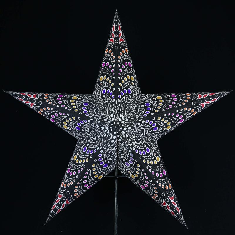 Kali schwarz  - Faltbarer Leuchtstern, Weihnachtsstern aus Papier mit 5 Zacken, 60 cm